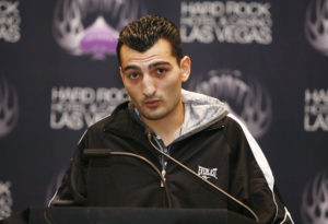 1/14/10, Las Vegas,Nevada --- "TOP RANK LIVE" --- Undefeated USA Olympian Vanes 'Nightmare' Martirosyan(pictured),Glendale,Ca. speaks during a press conference Thursday to announce the launch of "Top Rank Live" an exciting new boxing series to air live on Fox Sports Net beginning Saturday,January 16 from The Joint in the Hard Rock Hotel in Las Vegas. Martirosyan will defend his NABF,NABO Welterweight belts against former world champion Kassim Ouma,Palm Beach Gardens,Florida in the main event. --- Photo Credit : Chris Farina - Top Rank (no other credit allowed) copyright 2010